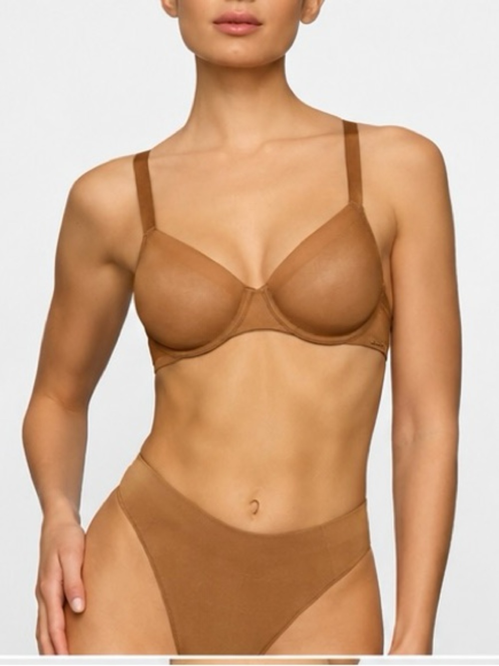 Like New SKIMS no show molded unlined Demi bra 32B ochre